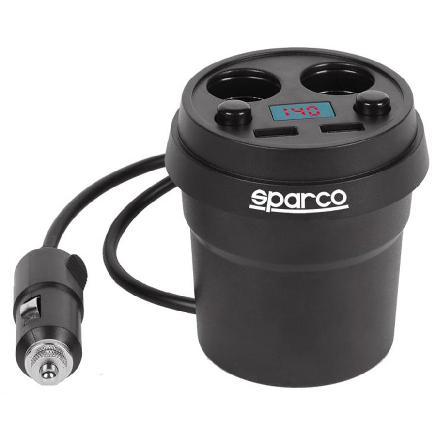 Caricabatterie Cup Charger con 2 prese 12/24V e 2 uscite USB 5V 3.1A