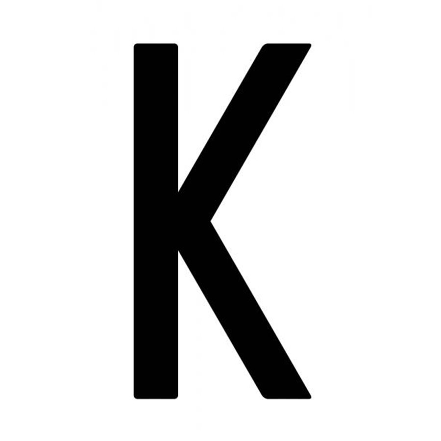 Busta 10 lettere adesive "K" per targa ripetitrice