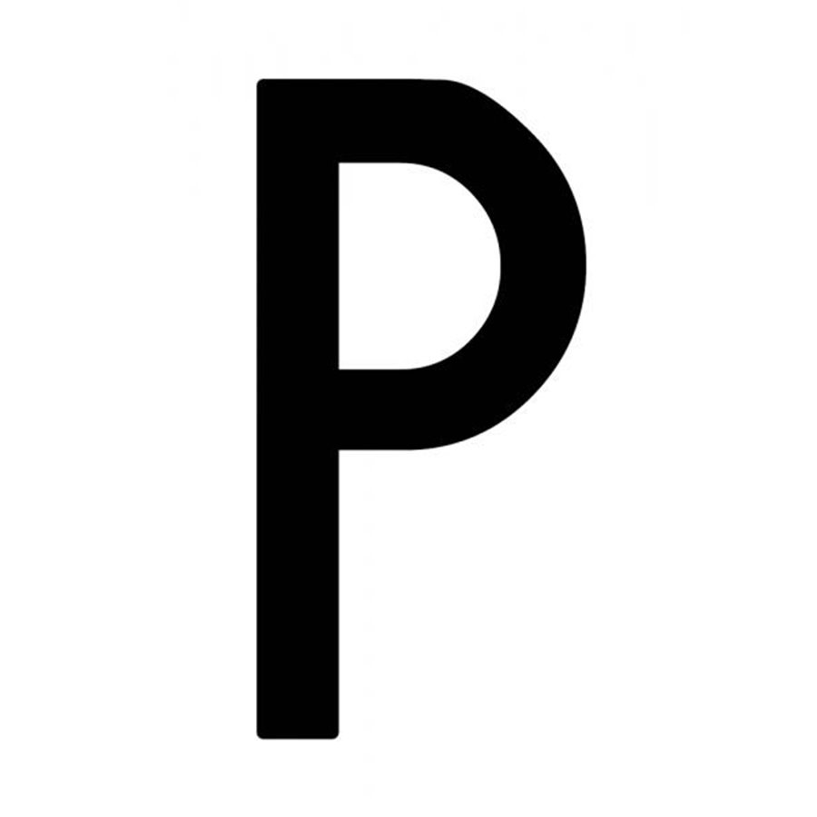 Busta 10 lettere adesive "P" per targa ripetitrice