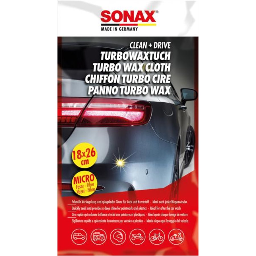 1 PZ SONAX CLEAN+DRIVE PANNO TURBO WAX 18X26 CM