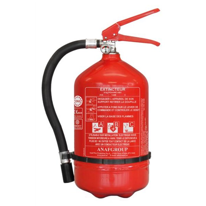 Estintore 4 kg a polvere ABC con supporto e manometro