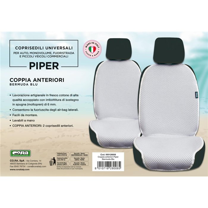 Coprisedili anteriori universali Piper col. Bermuda blu