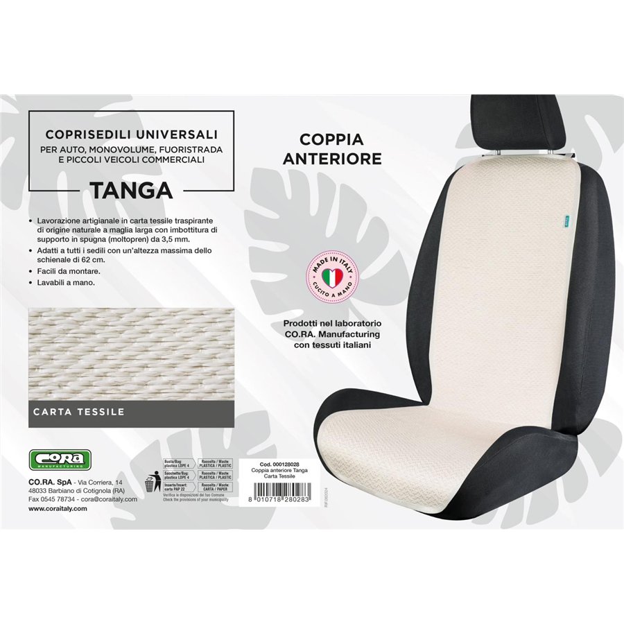 Coprisedili anteriori universali Tanga carta tessile