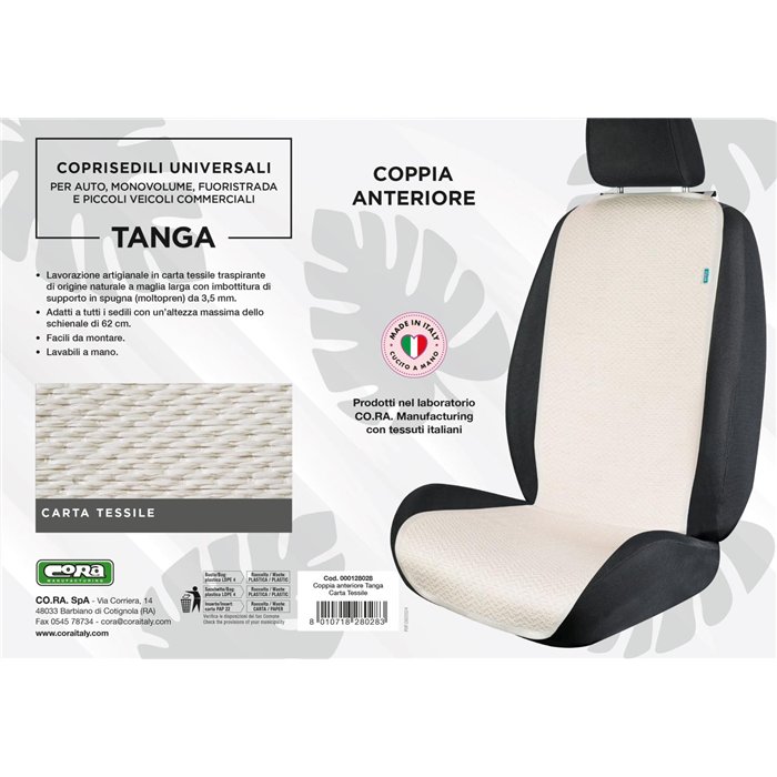 Coprisedili anteriori universali Tanga carta tessile