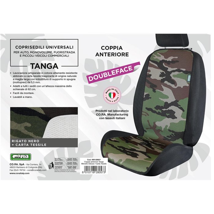 Coprisedili anteriori universali Tanga Doubleface mimetic deluxe/carta tessile