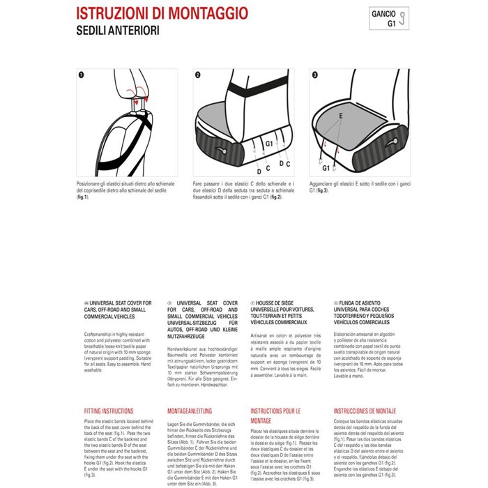 Coprisedile anteriore universale Topfresh cotone tetris avio/carta tessile