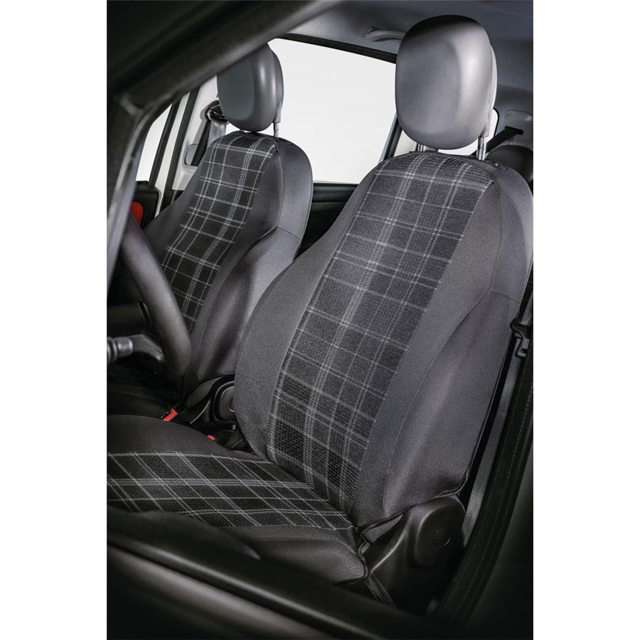 Coprisedili anteriori personalizzati Fiat Panda 12˃ tess. misto cotone scozzese grigio/piombo