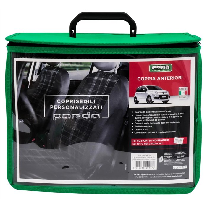 Coprisedili anteriori personalizzati Fiat Panda 12˃ tess. misto cotone scozzese grigio/piombo