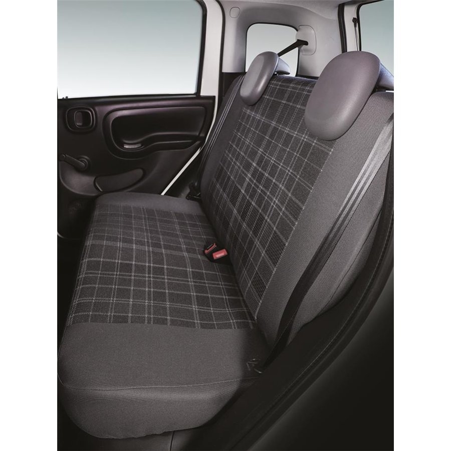 Serie completa coprisedili personalizzati Fiat Panda 12˃ 4 posti post. intero tess. misto cotone scozzese grigio/piombo
