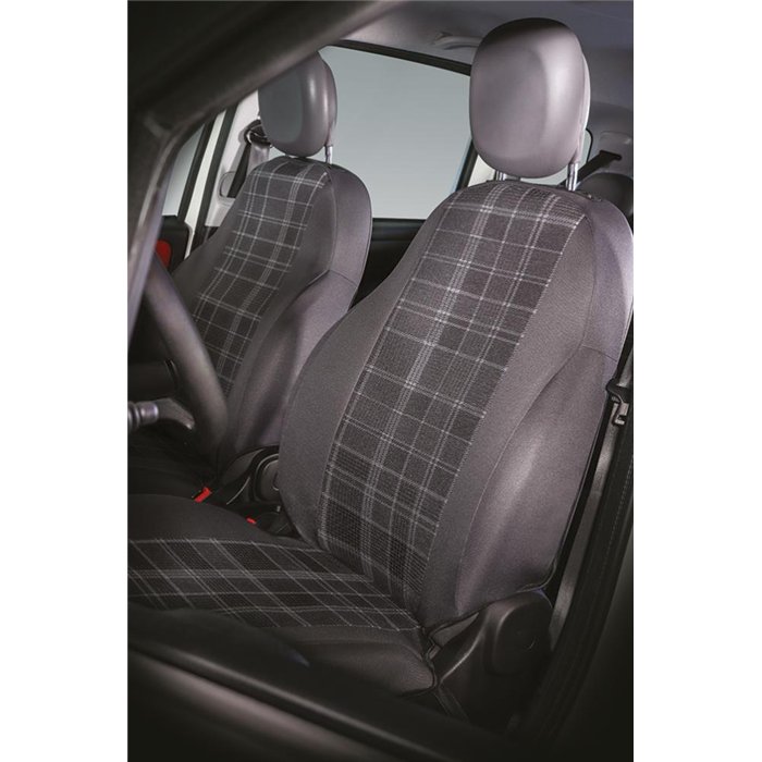 Serie completa coprisedili personalizzati Fiat Panda 12˃ 5 posti post. intero tess. misto cotone scozzese grigio/piombo
