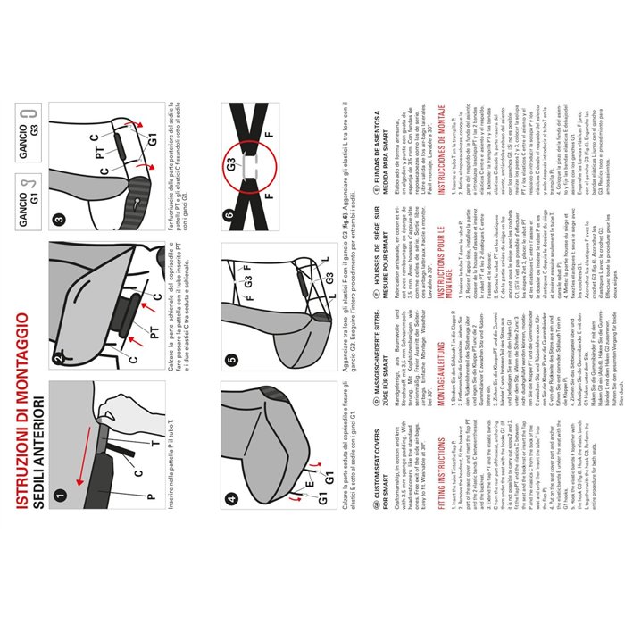 Coprisedili anteriori personalizzati Smart Fortwo tess. misto cotone grigio/nero