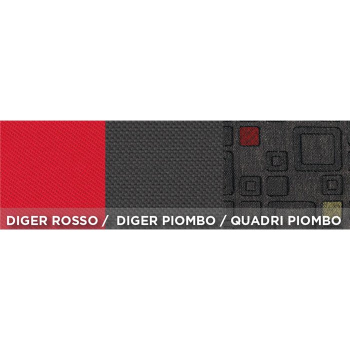 Serie completa coprisedili personalizzati Fiat Panda 12˃ 5 posti post. intero tess. misto cotone quadri grigio/rosso