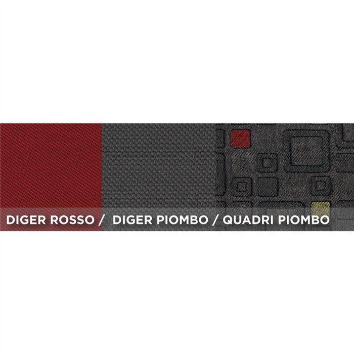 Serie completa coprisedili personalizzati Fiat Panda 12˃ 5 posti post. diviso tess. misto cotone quadri grigio/rosso