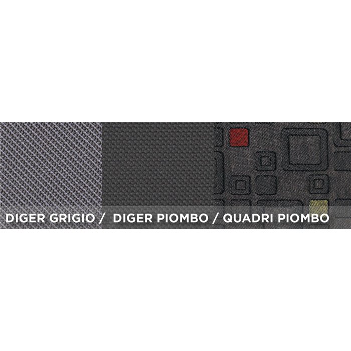Serie completa coprisedili personalizzati Fiat Panda 12˃ 4 posti post. diviso tess. misto cotone quadri grigio/piombo