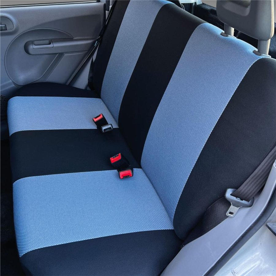 Serie completa coprisedili personalizzati Fiat Panda II 03˃ 5 posti post. intero tess. cotone nero/avio