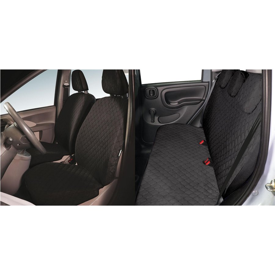 Serie completa coprisedili personalizzati Fiat Panda II 03˃ 5 posti post. intero tess. cotone trapuntato antracite
