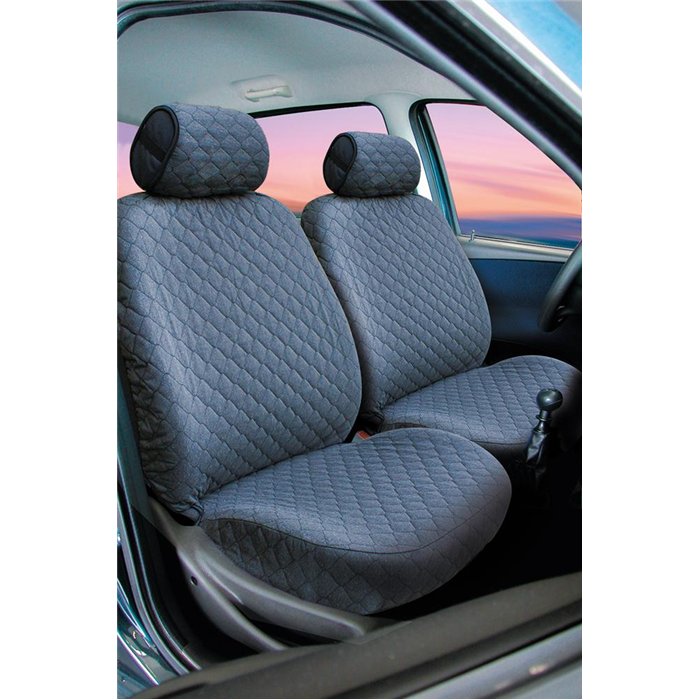 Serie completa coprisedili personalizzati Fiat Panda II 03˃ 5 posti post. intero tess. cotone trapuntato avio