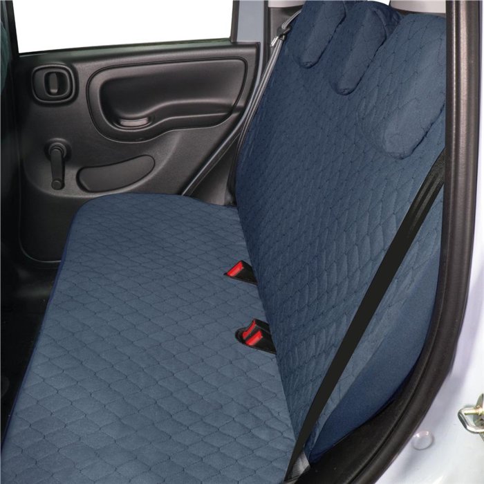 Serie completa coprisedili personalizzati Fiat Panda II 03˃ 5 posti post. intero tess. cotone trapuntato avio