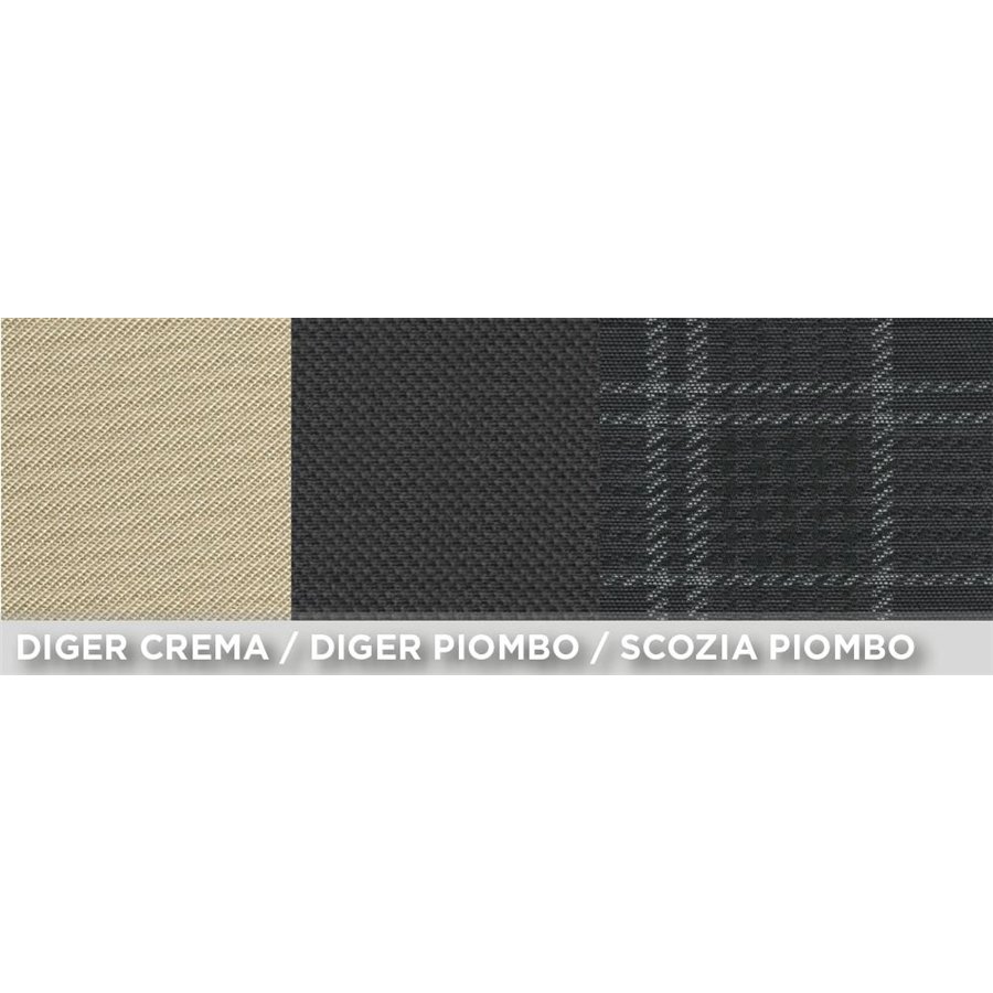 Serie completa coprisedili personalizzati Fiat 500 07˃  post. intero tess. misto cotone scozzese grigio/panna