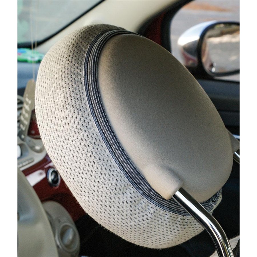 Serie completa coprisedili personalizzati Fiat 500 07˃  post. intero tess. misto cotone grigio/panna
