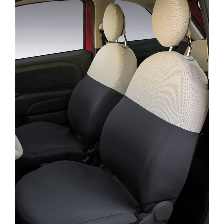 Coprisedili anteriori personalizzati Fiat 500 07˃  tess. misto cotone grigio/panna