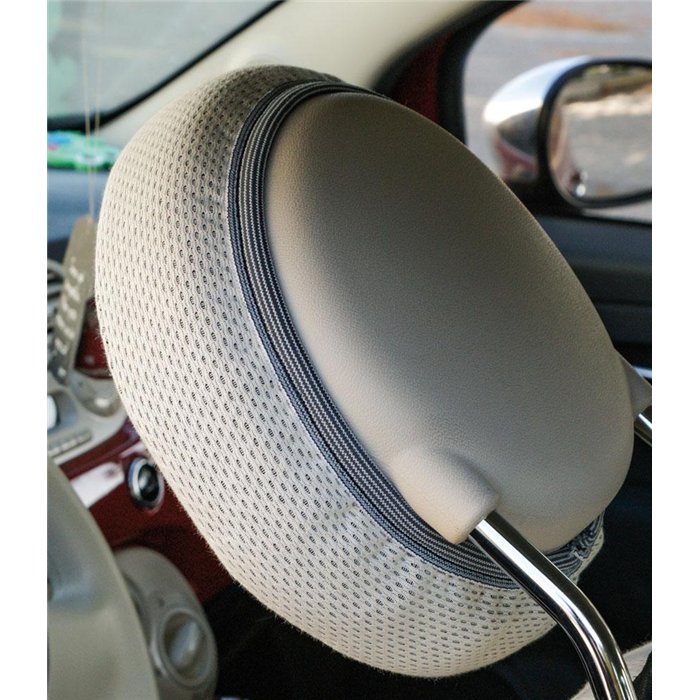 Coprisedili anteriori personalizzati Fiat 500 07˃  tess. misto cotone grigio/panna