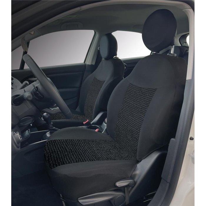 Coprisedili anteriori personalizzati Fiat 500X-500L tess. misto cotone mosaico nero