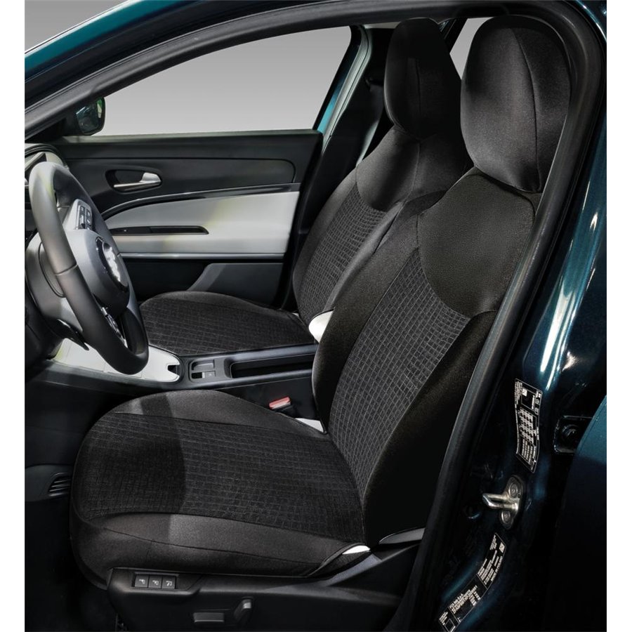 Coprisedili anteriori personalizzati Fiat 600 23˃ tess. misto cotone nero/mosaico nero