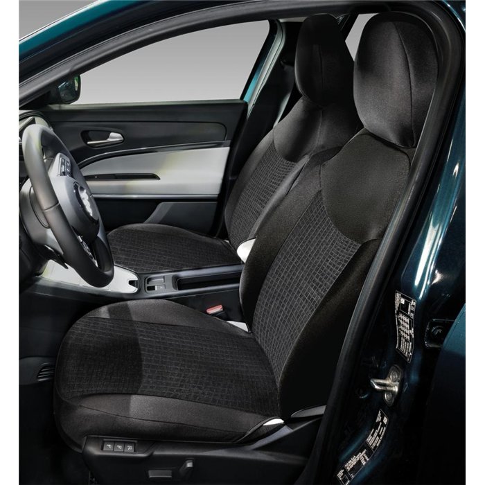 Coprisedili anteriori personalizzati Fiat 600 23˃ tess. misto cotone nero/mosaico nero