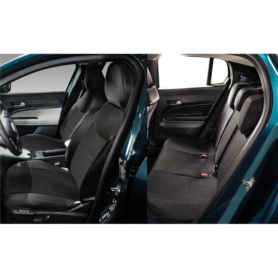 Serie completa coprisedili personalizzati Fiat 600 23˃ 5 posti post. diviso tess. misto cotone nero/mosaico nero