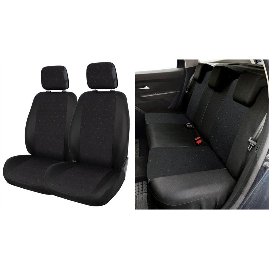 Serie completa coprisedili Fast&Smart tg. speciale tess. misto cotone nero/black&color
