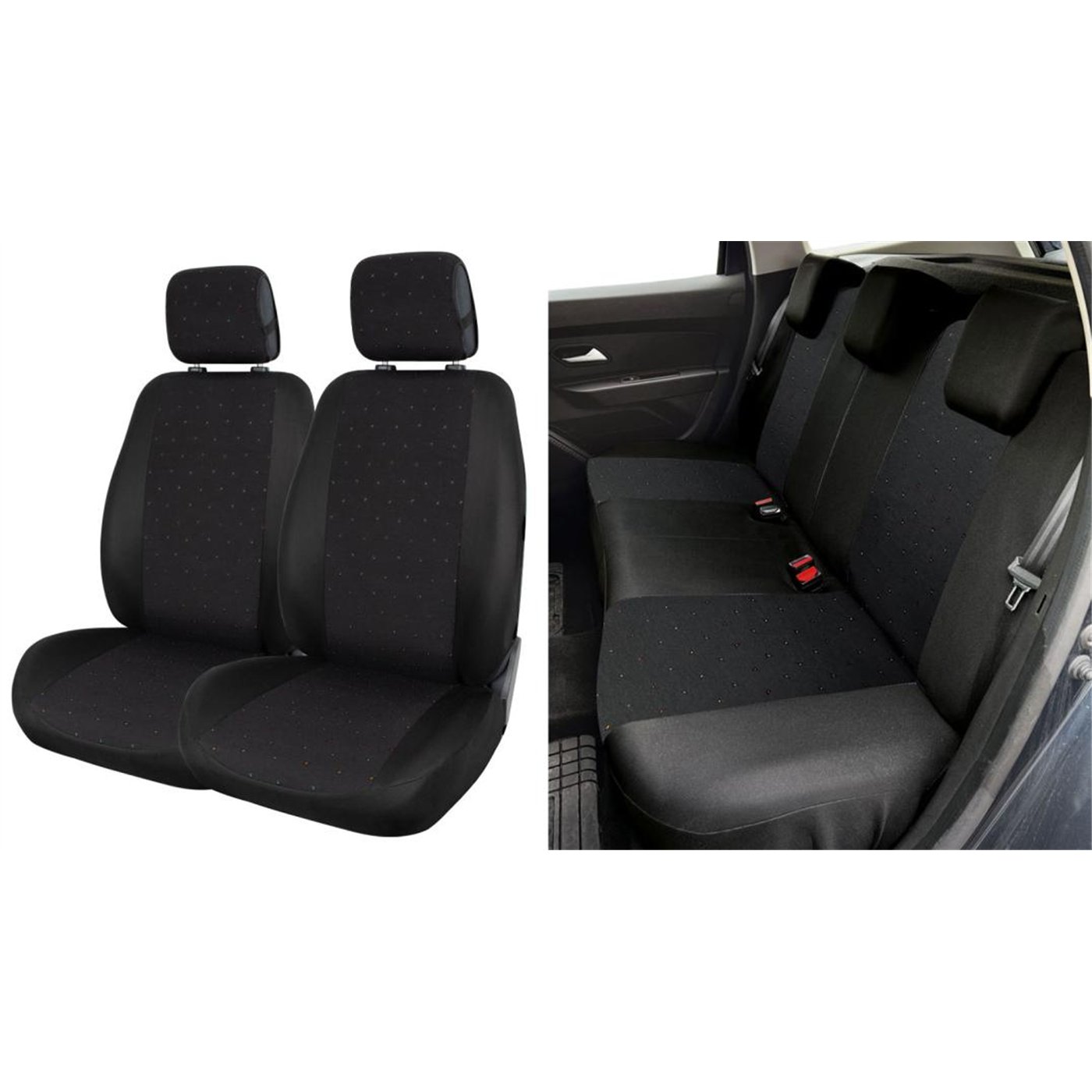Serie completa coprisedili Fast&Smart tg. speciale tess. misto cotone nero/black&color