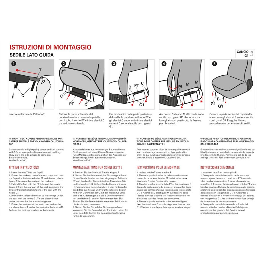 Coprisedili anteriori personalizzati Fiat Ducato camper 06˃ tess. misto cotone piombo/antracite