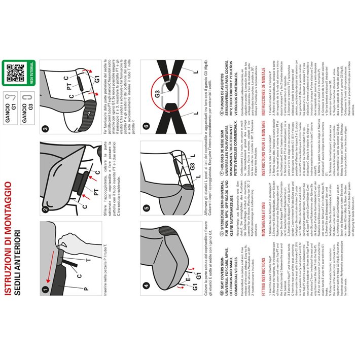 Coprisedili anteriori Fast&Smart tg. media tess. misto cotone rosso/nero