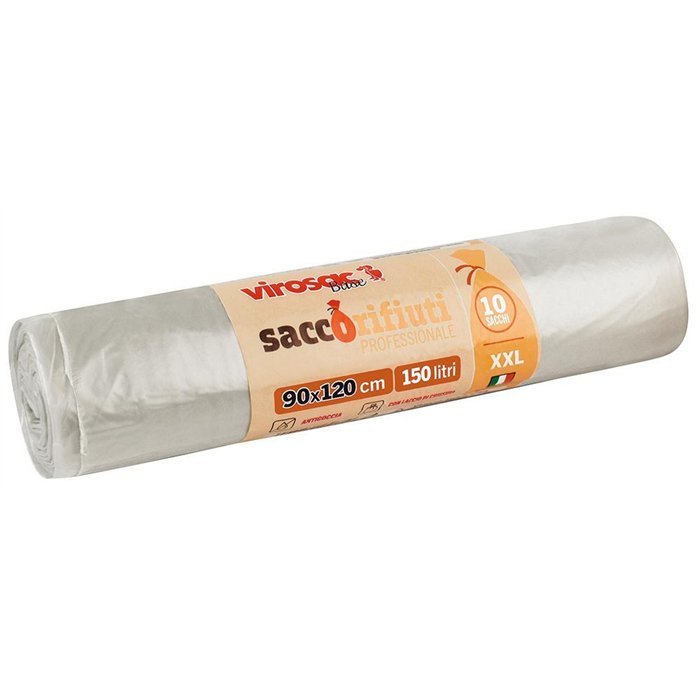 Conf. 20 rotoli da 10 sacchi rifiuti neutri 90x120 cm