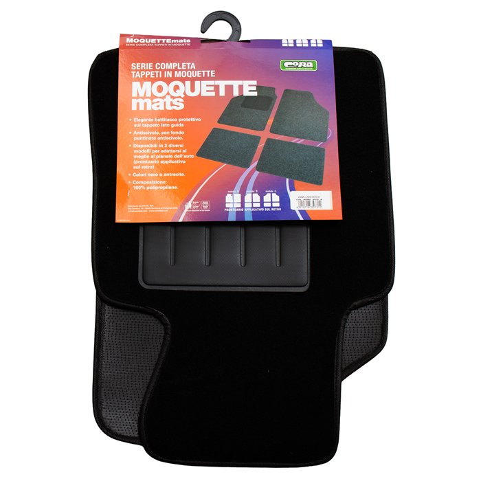 Set 4 tappeti moquette Moquettemats nero mod. A