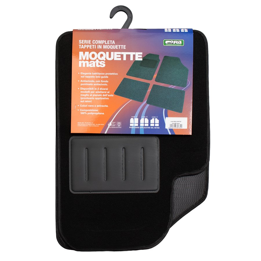 Set 4 tappeti moquette Moquettemats nero mod. B