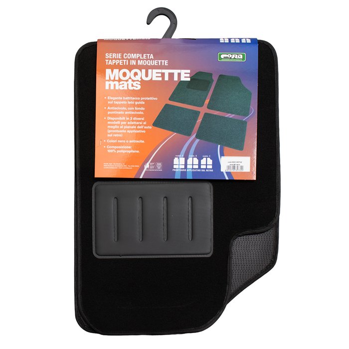 Set 4 tappeti moquette Moquettemats nero mod. B