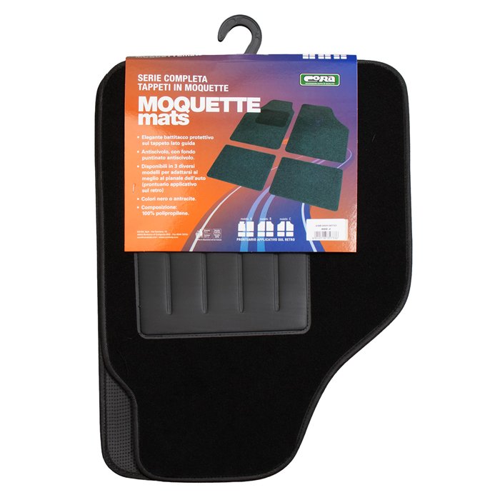 Set 4 tappeti moquette Moquettemats nero mod. C