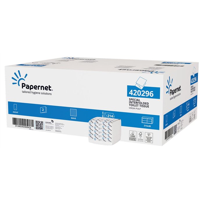 Cart. 40 conf. da 214 fogli carta igienica interfogliata 9,8x21 cm