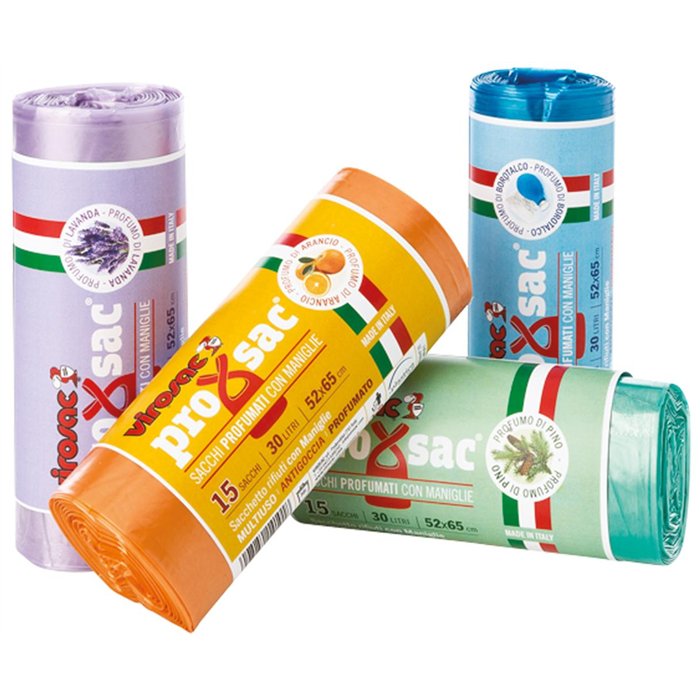 CT 24 ROTOLI 15 SACCHI 30L 52X65 ASSORTITI 4 COLORI 4 PROFUMI