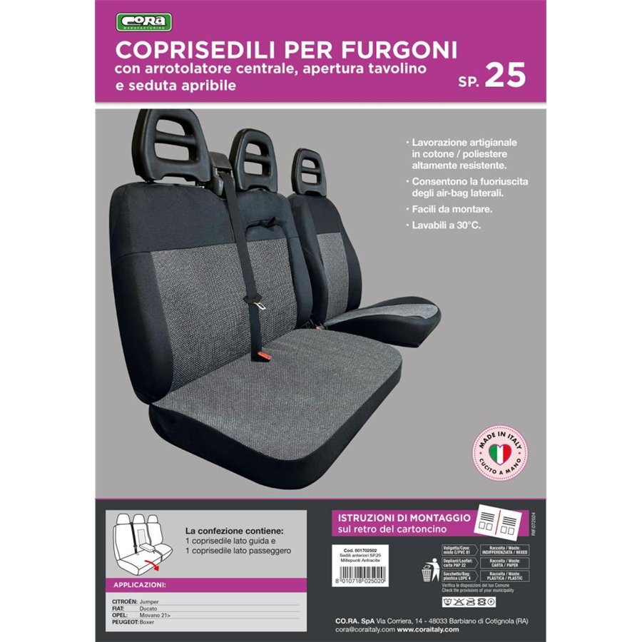 Coprisedili per furgoni tg. SP25 tess. misto cotone nero