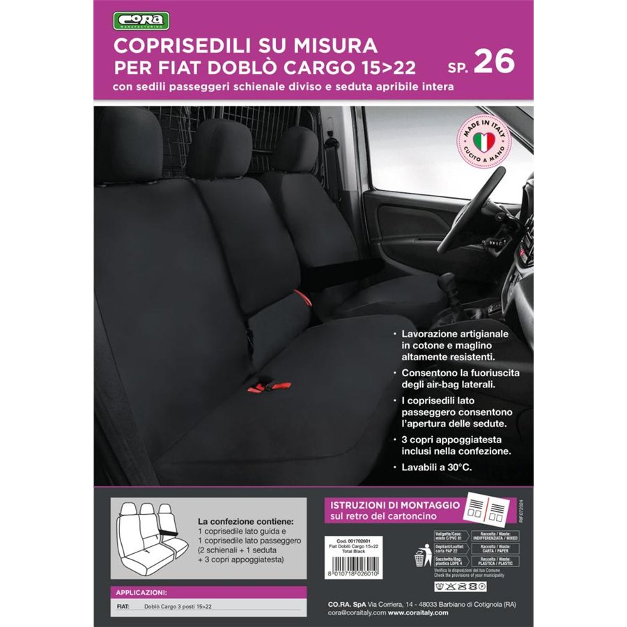 Coprisedili per furgoni tg. SP26 tess. poliestere nero