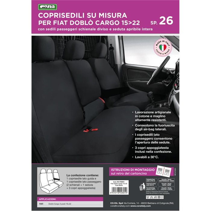 Coprisedili per furgoni tg. SP26 tess. poliestere nero