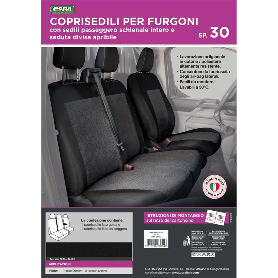 Coprisedili per furgoni tg. SP30 seduta divisa tess. poliestere nero