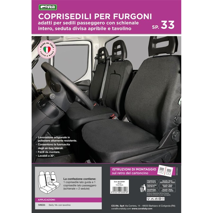 Coprisedili per furgoni tg. SP33 tess. poliestere nero