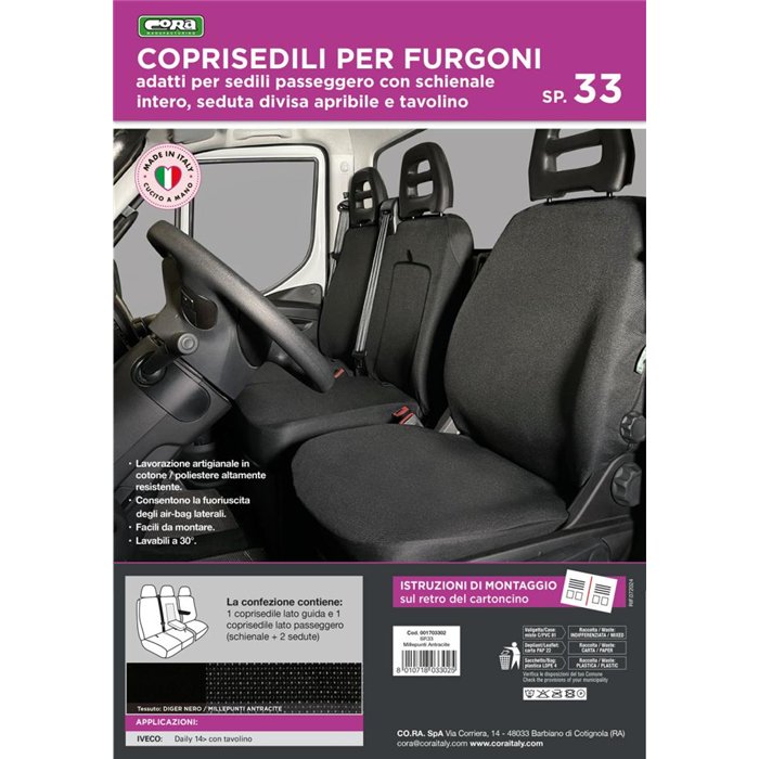 Coprisedili per furgoni tg. SP33 tess. misto cotone nero