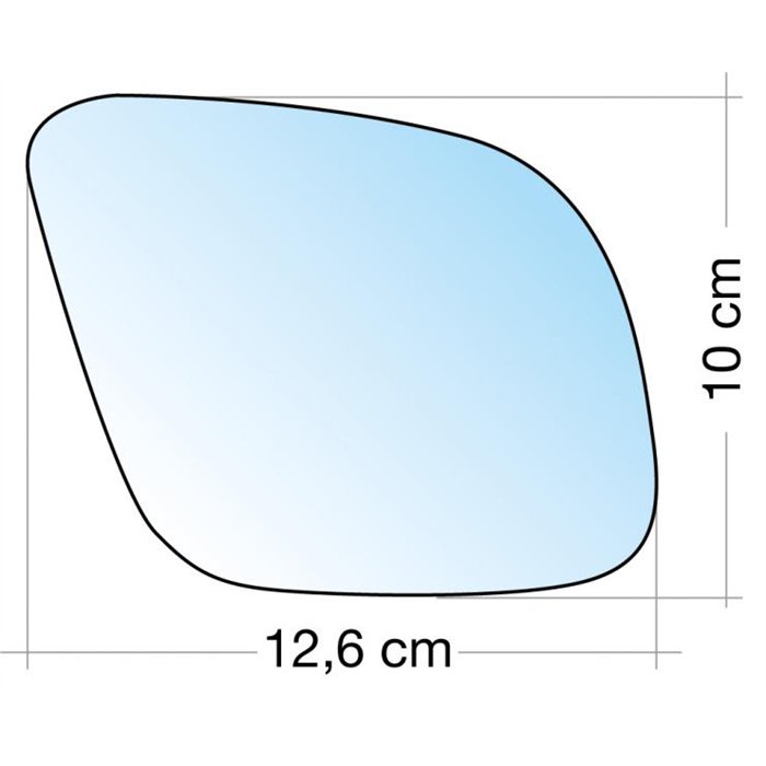 SPECCHIO C/PIASTRA DX PICCOLO AZZ. CURVO AUDI A3 01˃03, A4 99˃00, A6 00˃04, A8 00˃02
