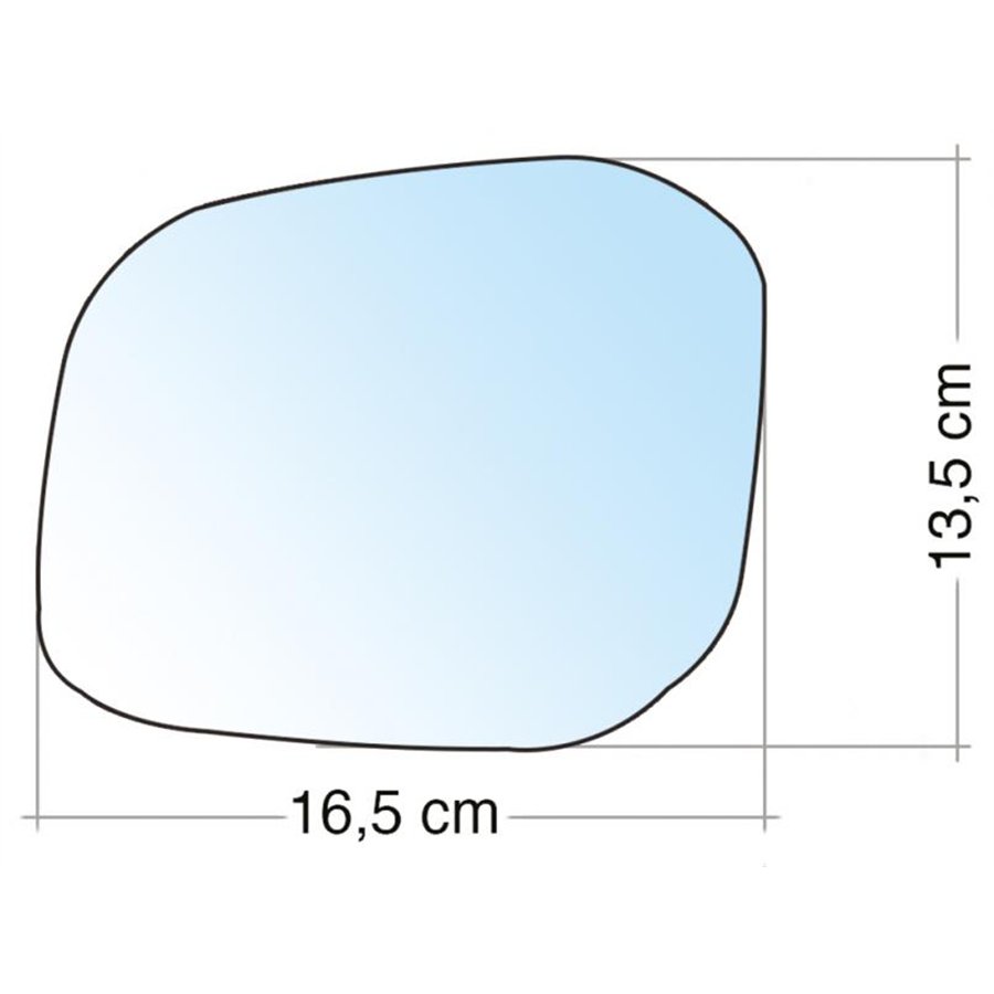 SPECCHIO C/PIASTRA SX CROM CURVO VW CADDY 15˃