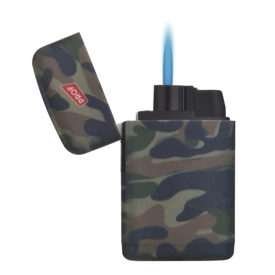Conf. 20 accendini ricaricabili camouflage fiamma antivento